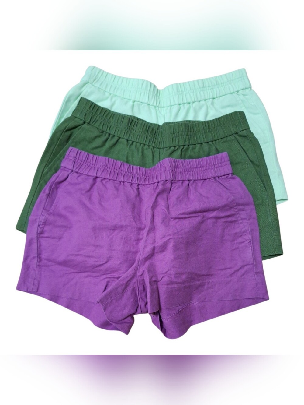 J. Crew 3 Pairs Elastic-Waist Women's Shorts - Purple, Green, Mint Size 2